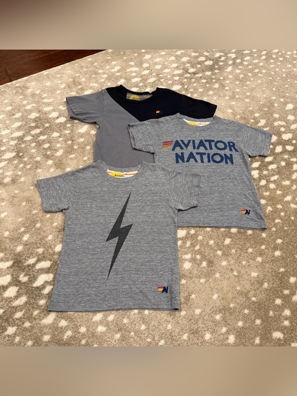 Boys Bundle (3) Aviator Nation Kids' Grey Graphic Tees. Size 6 - Picture 2 of 11